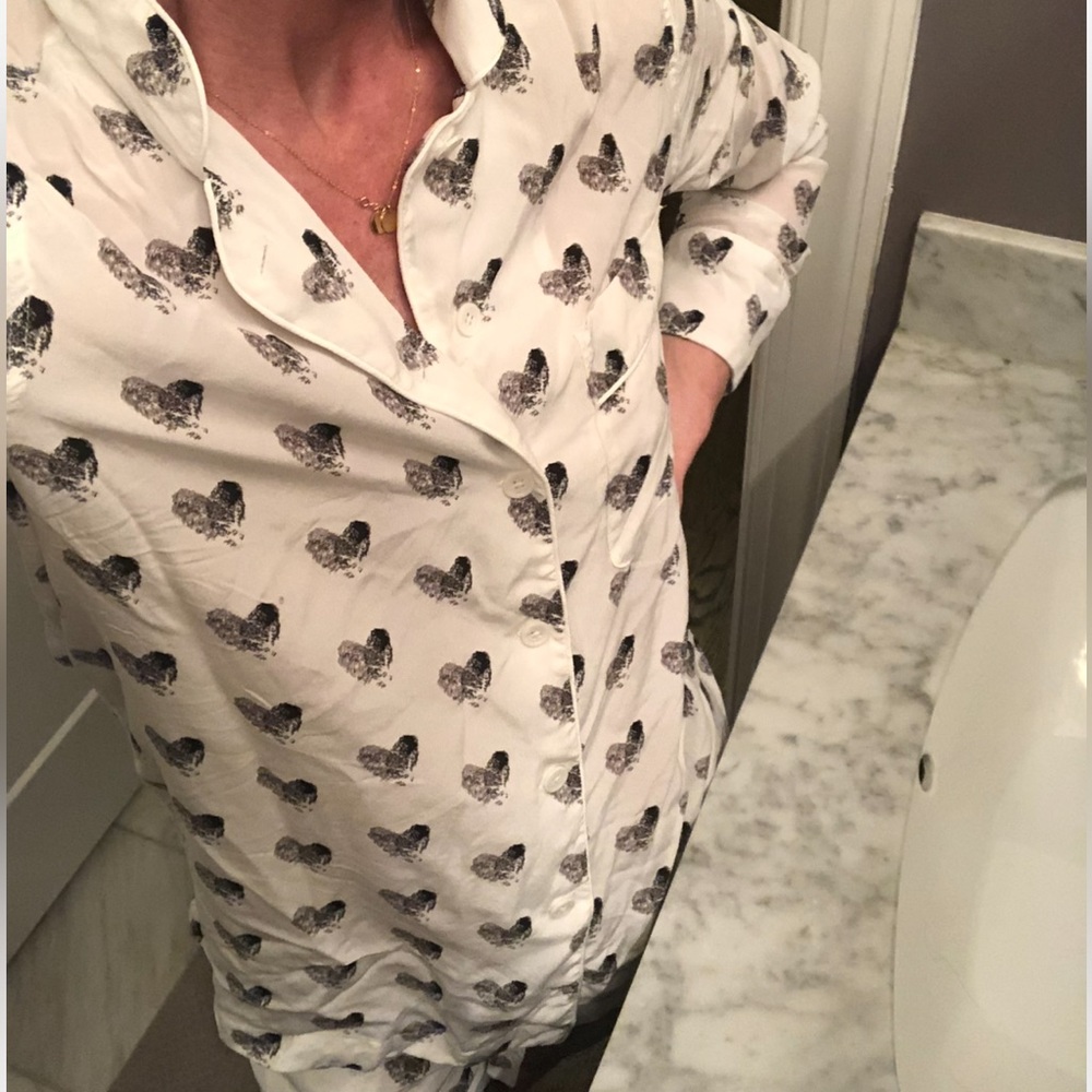 Equipment Silk Pajama Set Heart Thumb Print XS - Picture 7 of 16
